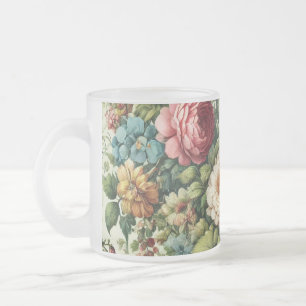 Caneca De Café Vidro Jateado Padrão Botânico Invisível