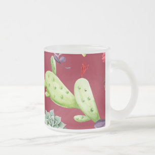 Caneca De Café Vidro Jateado Padrão Cactus 4