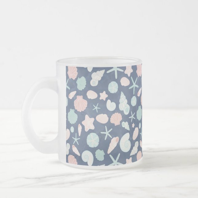 Caneca De Café Vidro Jateado padrão das conchas (Esquerda)