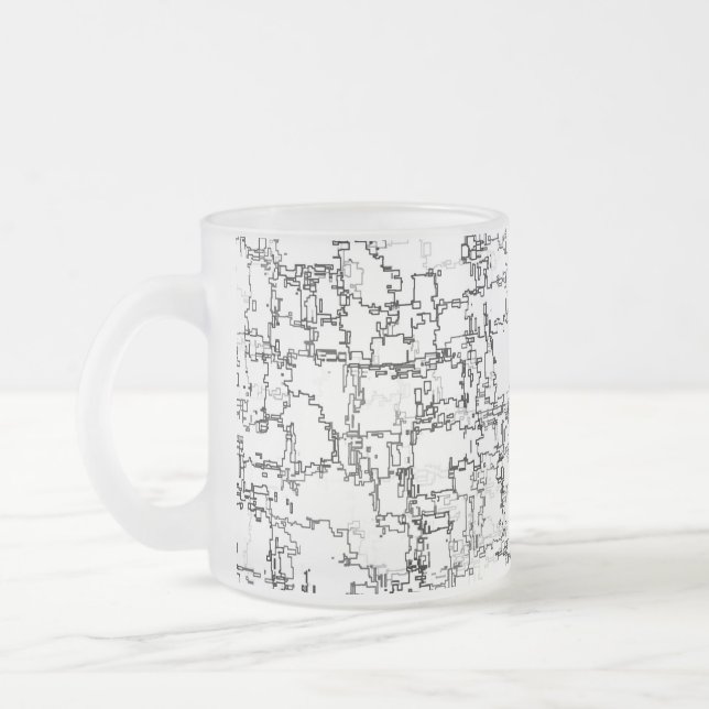 Caneca De Café Vidro Jateado Padrão de Abstrato preto e branco (Esquerda)