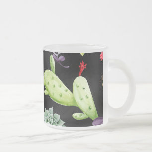 Caneca De Café Vidro Jateado Padrão de Cacto 2