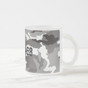 Caneca De Café Vidro Jateado Padrão de camuflagem de cinzas