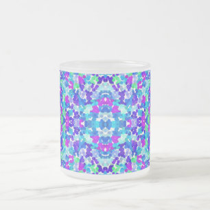 Caneca De Café Vidro Jateado Padrão de dedinhos rosa violeta aqua azul fofo