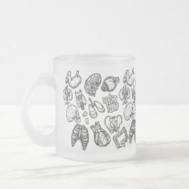 Caneca De Café Vidro Jateado Padrão de desenho da Anatomia Humana Moderna Preta