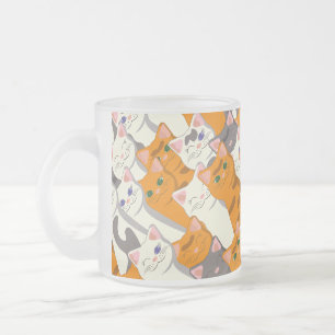 Caneca De Café Vidro Jateado Padrão de diagonal do gato preto branco do Ginger