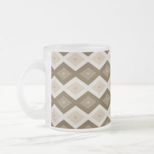 Caneca De Café Vidro Jateado Padrão de diamante em tons de marrom