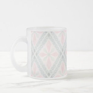 Caneca De Café Vidro Jateado Padrão de diamante pastel verde e rosa
