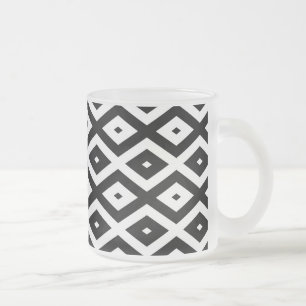 Caneca De Café Vidro Jateado Padrão de diamante preto e branco