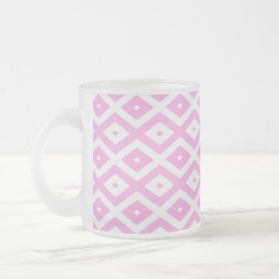 Caneca De Café Vidro Jateado Padrão de diamante rosa e branco