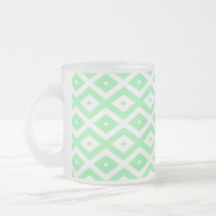 Caneca De Café Vidro Jateado Padrão de diamante verde e branco