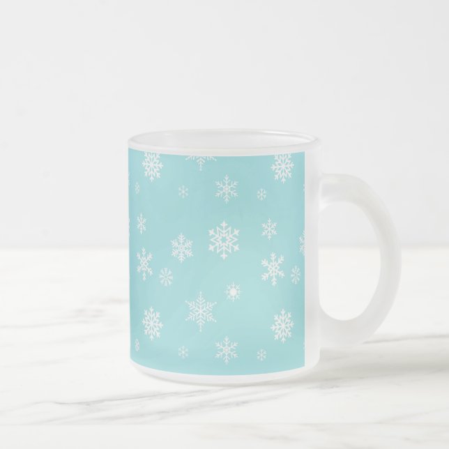 Caneca De Café Vidro Jateado Padrão de Floco de Neve Encantador (Direita)