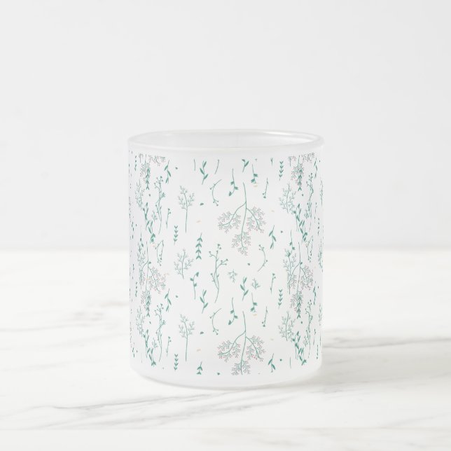 Caneca De Café Vidro Jateado Padrão de flor selvagem (Centro)