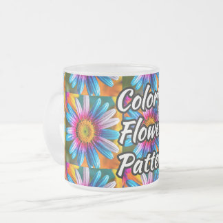 Caneca De Café Vidro Jateado Padrão de Flores Coloridas Bonitas