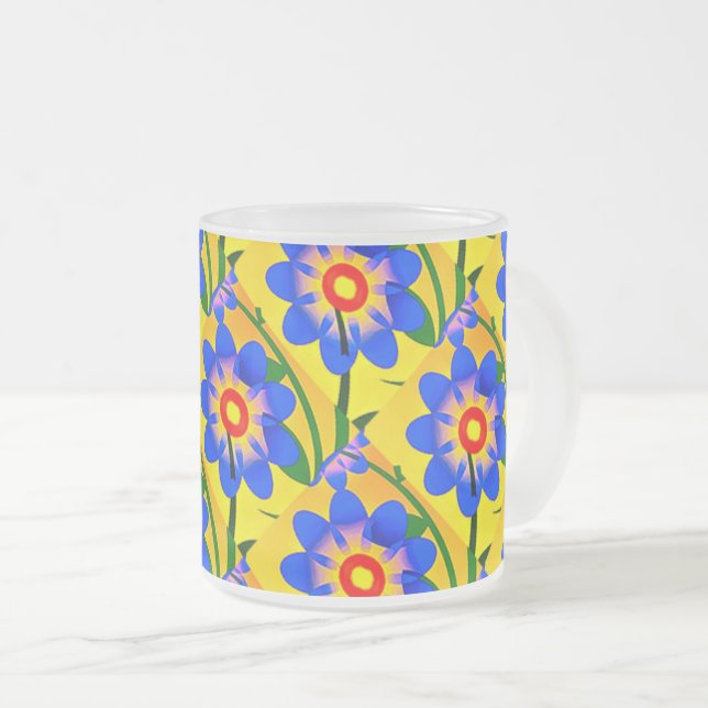 Caneca De Café Vidro Jateado Padrão de Flores de Abstrato Bonito (Frente Esquerda)