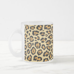 Caneca De Café Vidro Jateado Padrão de Impressão Animal Leopardo