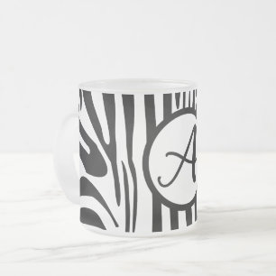 Caneca De Café Vidro Jateado Padrão de Impressão de Zebra Preto e Branco Ousado
