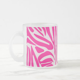 Caneca De Café Vidro Jateado Padrão de Impressão de Zebra Rosa