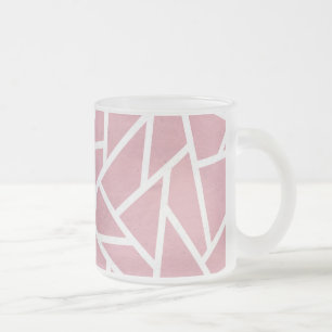 Caneca De Café Vidro Jateado Padrão de mosaico branco e coral