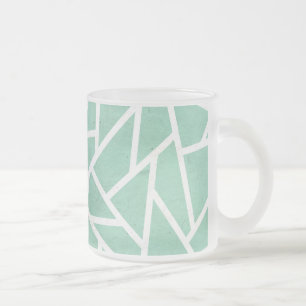 Caneca De Café Vidro Jateado Padrão de mosaico branco e verde de impressão