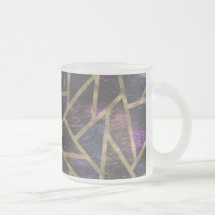 Caneca De Café Vidro Jateado Padrão de mosaico roxo e ouro