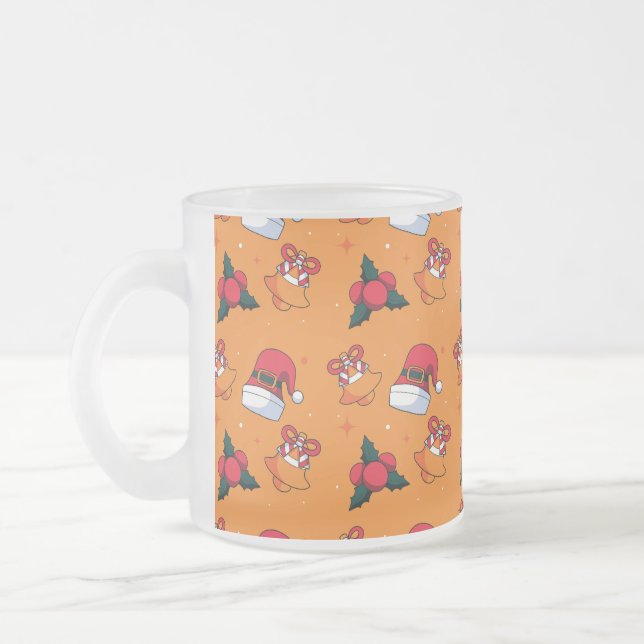 Caneca De Café Vidro Jateado Padrão de Natal 90 (Esquerda)