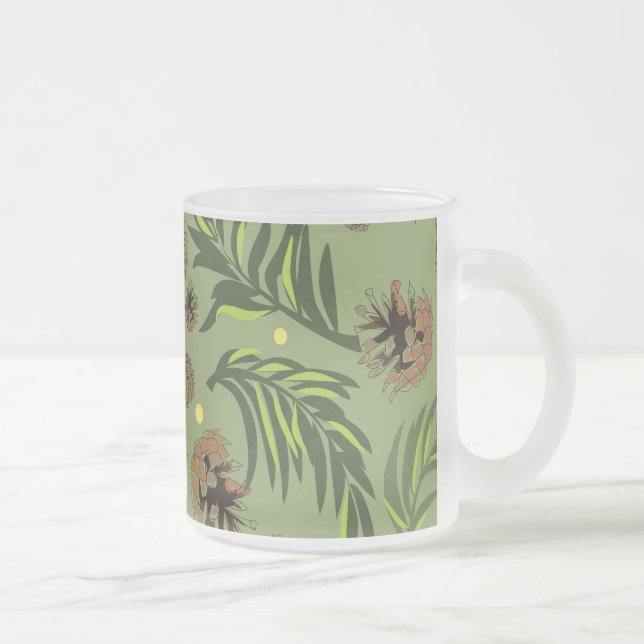Caneca De Café Vidro Jateado Padrão de Natal, Pine Snow 11 (Direita)