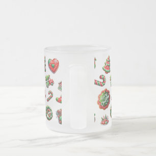 Caneca De Café Vidro Jateado Padrão de padeiro de biscoito de Natal