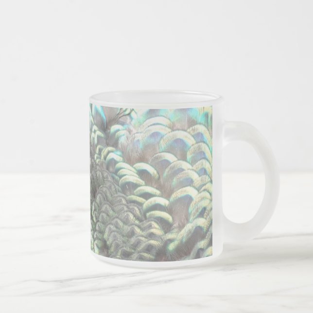 Caneca De Café Vidro Jateado Padrão De Penas Peacock Indonésio Fr. Vidro (Direita)