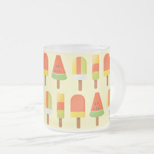 Caneca De Café Vidro Jateado Padrão de Picolés de Verão