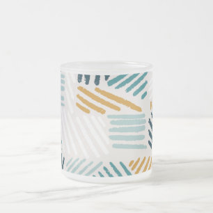 Caneca De Café Vidro Jateado Padrão de Pincel Geométrico Abstrato Moderno