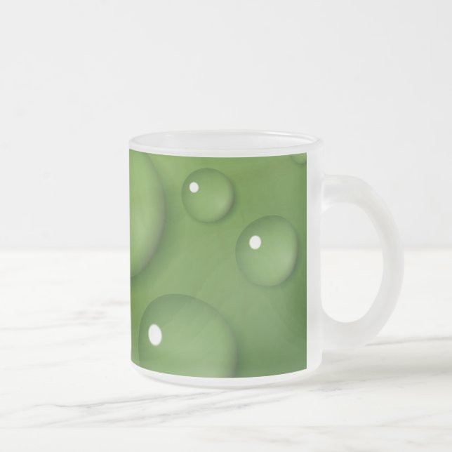 Caneca De Café Vidro Jateado Padrão de Raindrop Verde (Direita)