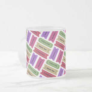 Caneca De Café Vidro Jateado Padrão de Talões de Bilhetes de Cinema e Teatro An