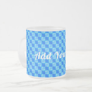 Caneca De Café Vidro Jateado Padrão de tendência Azul Moderno Personalizável