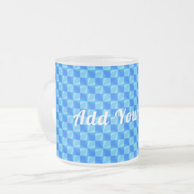 Caneca De Café Vidro Jateado Padrão de tendência Azul Moderno Personalizável (Frente Esquerda)