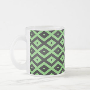 Caneca De Café Vidro Jateado Padrão de verde limão e diamante preto