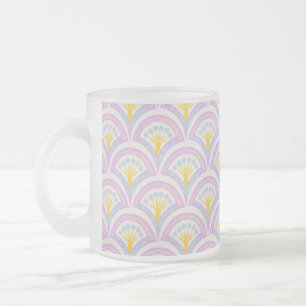 Caneca De Café Vidro Jateado Padrão de vieira pastel