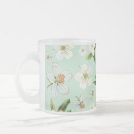 Caneca De Café Vidro Jateado Padrão do Flor de Primavera de Vintage