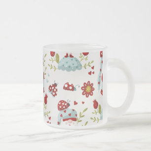 Caneca De Café Vidro Jateado Padrão Floral Gnome Escandinavo Fofo