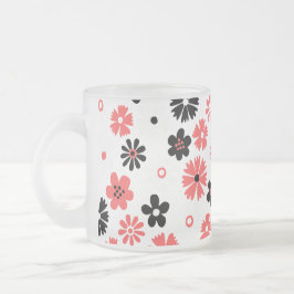 Caneca De Café Vidro Jateado Padrão Floral Monograma Moderno