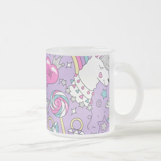 Caneca De Café Vidro Jateado Padrão Llama 1 (Direita)