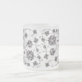 Caneca De Café Vidro Jateado Padrão Neurográfico Monocromático Caprichoso Zenta