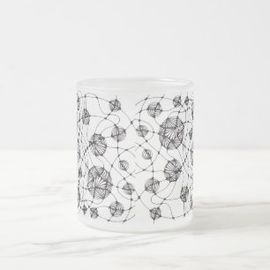 Caneca De Café Vidro Jateado Padrão Neurográfico Monocromático Caprichoso Zenta