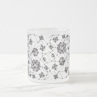 Caneca De Café Vidro Jateado Padrão Neurográfico Monocromático Caprichoso Zenta