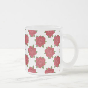 Caneca De Café Vidro Jateado Padrão pintado manualmente pelas Rosas vermelhas r