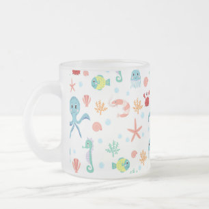 Caneca De Café Vidro Jateado Padrão Sea World