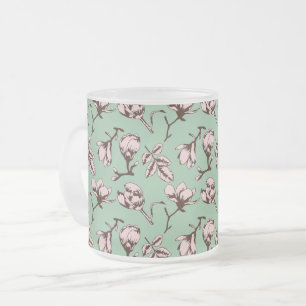 Caneca De Café Vidro Jateado Padrão sem costura com botões de flores de primave