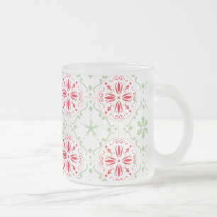 Caneca De Café Vidro Jateado Padrão Simples Floco de Neve Elegante de Natal