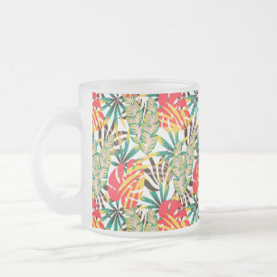 Caneca De Café Vidro Jateado Padrão tropical brilhante
