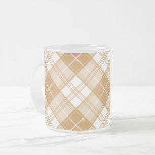Caneca De Café Vidro Jateado Padrão Xadrez Marrom e Branco yxm0uat9