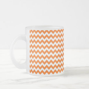 Caneca De Café Vidro Jateado Padrão Zigzag cor-de-laranja-branca